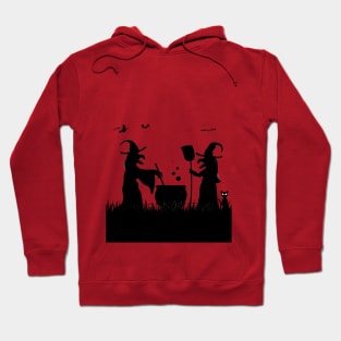 Funny and scary halloween witches cat and bats Hoodie